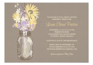Mason Jar Invitations for Bridal Shower Bridal Shower Mason Jar and Wildflowers Invitation