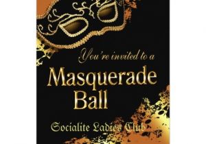 Masquerade Ball Party Invitations Wording Custom Metallic Gold Masquerade Ball Invitation