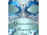 Masquerade Invitations for Quinceaneras Masquerade Quinceanera 15 Blue Birthday Party 5×7 Paper