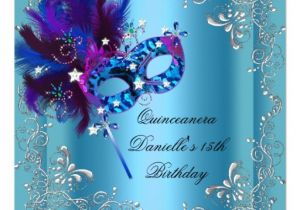Masquerade Invitations for Quinceaneras Quinceanera 15th Birthday Party Masquerade Blue 5 25×5 25