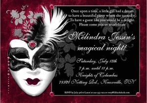 Masquerade Party Invitation Ideas Black Ruby Sweet 15 Masquerade Invitation Wording