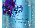 Masquerade themed Quinceanera Invitations Quinceanera 15th Birthday Party Masquerade Blue 5 25×5 25