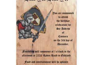Medieval Party Invitations Medieval Knight with Sword and Shield Birthday Card
