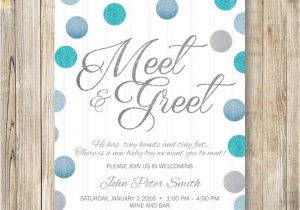 Meet the Baby Shower Invitations Meet and Greet Invitation Silver Blue Glitters Meet the