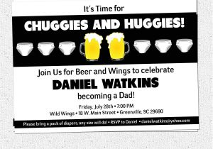 Mens Baby Shower Invitations Chuggies and Huggies Beer and Diaper Party Invitation