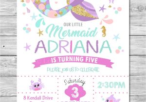 Mermaid Birthday Invitation Template Mermaid Under the Sea Personalised Invitation Digital or