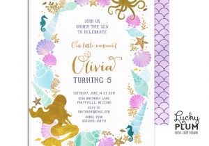 Mermaid Party Invitation Template Mermaid Birthday Invitation Little Mermaid Invitation