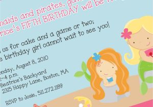 Mermaid Pool Party Invitation Wording Mermaid Party Invitation Mermaid Birthday theme Mermaid