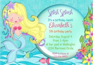 Mermaid Pool Party Invitation Wording Pretty Mermaid Birthday Party Invitation Fish Under the