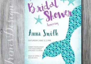 Mermaid themed Bridal Shower Invitations Bridal Shower Nautical Mermaid Princess Wedding Shower