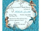 Mermaid themed Bridal Shower Invitations Mermaid Teal Blue Floral Bridal Shower Invites 5 25
