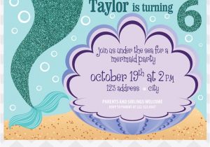 Mermaid themed Party Invitations Mermaid Birthday Party Invitation Pigskins Pigtails