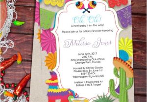 Mexican Party Invitation Template Baby Shower Fiesta Mexican themed Baby Shower Invitation