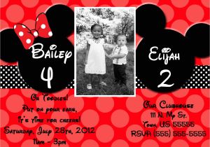 Mickey and Minnie Joint Birthday Party Invitations Free Minnie and Mickey Birthday Invitations Printable