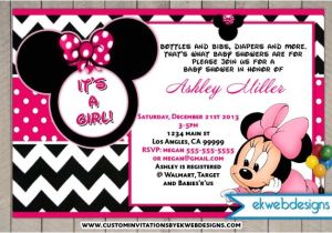 Mickey and Minnie Mouse Baby Shower Invitations Minnie Mouse Baby Shower Invitations with Lovely Pink