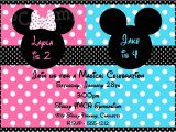 Mickey and Minnie Mouse Birthday Invitations for Twins Mickey and Minnie Birthday Invitations