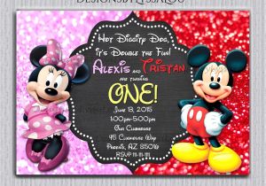 Mickey and Minnie Mouse Birthday Invitations for Twins Mickey and Minnie Twin Birthday Invitation Twin