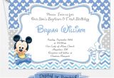 Mickey Mouse Baptism Invitations Printed Baby Mickey Birthday Invitations Mickey Baptism