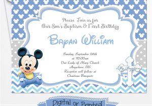 Mickey Mouse Baptism Invitations Printed Baby Mickey Birthday Invitations Mickey Baptism