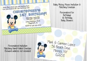 Mickey Mouse Invitations Baby Shower Baby Mickey Mouse Invitation Set Envelopes Birthday