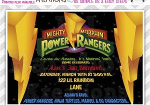 Mighty Morphin Power Ranger Birthday Invitations 457 Diy Masquerade Party Invitation Thank You Card