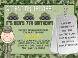 Military themed Party Invitations Army Free Party Invitation