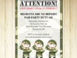 Military themed Party Invitations Army Party Invitation Printable Template Printable