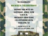 Military themed Party Invitations Camouflage Military Army Birthday Party Invitations