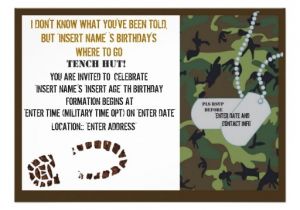 Military themed Party Invitations Military theme Birthday Party 5×7 Paper Invitation Card