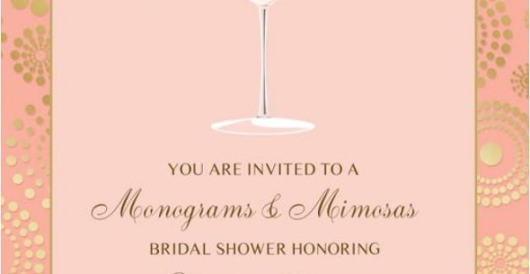 Mimosa themed Bridal Shower Invitations Monogram and Mimosas Bridal Shower Invitation Pink Gold