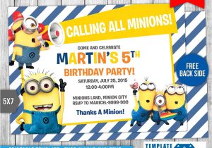 Minion Birthday Party Invitations Templates Minions Birthday Invitation 7 by Templatemansion On