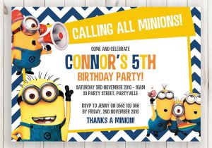 Minion Birthday Party Invitations Templates Printable Blue Chevron Calling All Minions Birthday