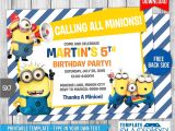 Minion Birthday Party Invites Minions Birthday Invitation 7 by Templatemansion On