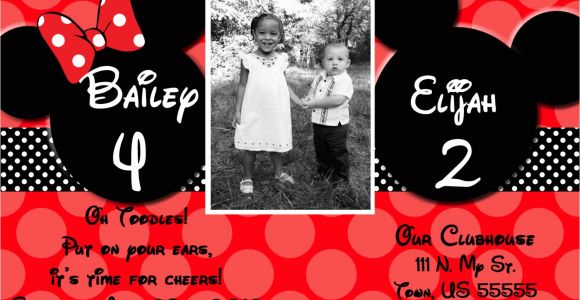 Minnie and Mickey Mouse Party Invitations Free Minnie and Mickey Birthday Invitations Printable