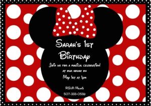 Minnie and Mickey Mouse Party Invitations Free Minnie Mouse 1st Birthday Invitations Templates