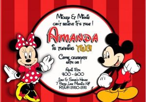 Minnie and Mickey Mouse Party Invitations Mickey and Minnie Mouse Birthday Invitations – Bagvania