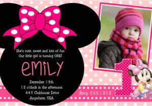 Minnie Mouse 1 Year Old Birthday Party Invitations Minnie Mouse 2nd Birthday Party Invitation Wording Free