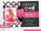 Minnie Mouse 1 Year Old Birthday Party Invitations Minnie Mouse Birthday Invitation Minnie Mouse Inspired