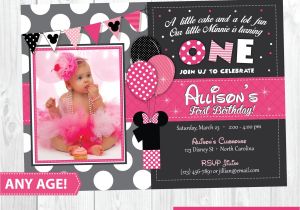 Minnie Mouse 1 Year Old Birthday Party Invitations Minnie Mouse Birthday Invitation Minnie Mouse Inspired