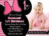 Minnie Mouse 1 Year Old Birthday Party Invitations One Year Old Birthday Invitation