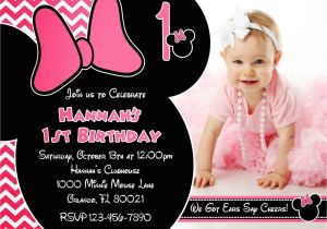 Minnie Mouse 1 Year Old Birthday Party Invitations One Year Old Birthday Invitation