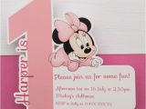 Minnie Mouse 1 Year Old Birthday Party Invitations Personalised Minnie Mouse Birthday Party Invitation