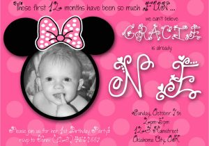 Minnie Mouse 1st Birthday Photo Invitations Minnie Mouse First Birthday Custom Invitation by Chloemazurek