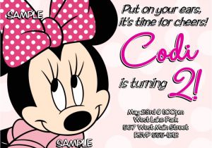 Minnie Mouse 2nd Birthday Invitation Wording Minnie Mouse 2nd Birthday Invitations Printable Digital File
