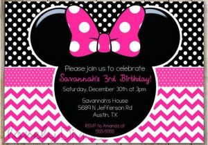 Minnie Mouse 2nd Birthday Invitation Wording Minnie Mouse Chevron Birthday 1st Birthday Invitation