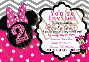 Minnie Mouse 2nd Birthday Invitations Template Minnie Mouse 2nd Birthday Invitations