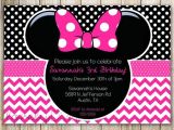 Minnie Mouse 3rd Birthday Invitation Wording Minnie Mouse Chevron Birthday 1st Birthday Invitation