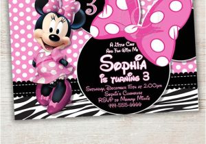 Minnie Mouse 3rd Birthday Invitations Items Similar to Zebra Minnie Mouse Birthday Invitation