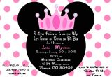 Minnie Mouse Baby Shower Invitation Minnie Mouse Princess Baby Shower Invitation Printed with