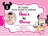 Minnie Mouse First Birthday Invitations Baby Minnie Mouse 1st Birthday Invitations